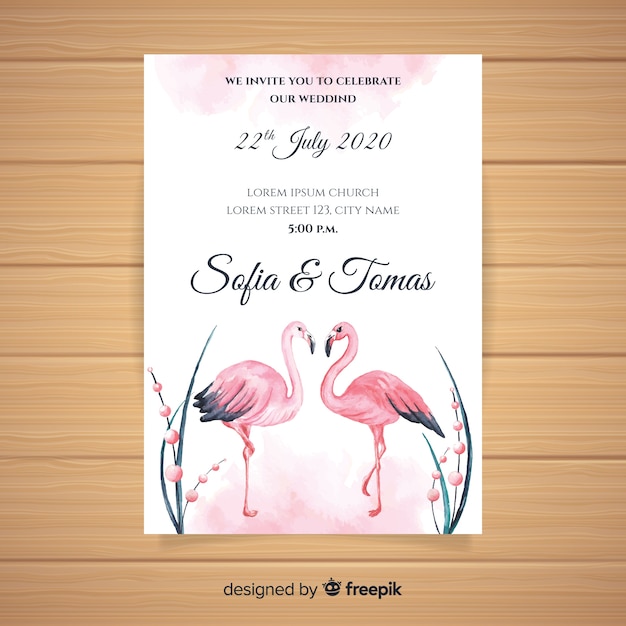 Modèle D'invitation De Mariage Animal Aquarelle