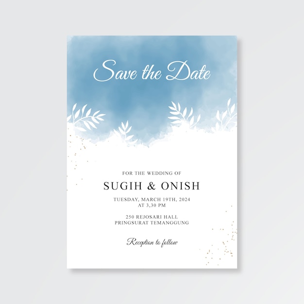 Modèle D'invitation De Mariage Avec Aquarelle Splash