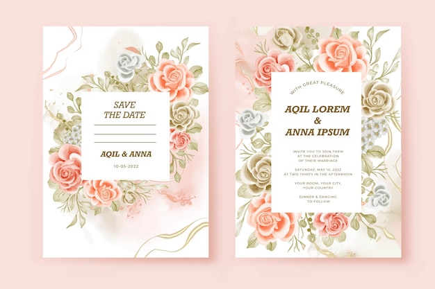 Modèle D'invitation De Mariage Avec Beauté Abstraite Beige Foncé Et Rose Blush