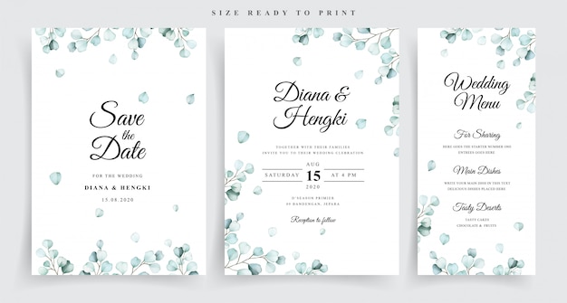 Modèle D'invitation De Mariage Avec De Beaux Eucalyptus Doux