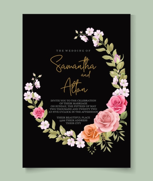 Modèle D'invitation De Mariage Avec De Belles Roses