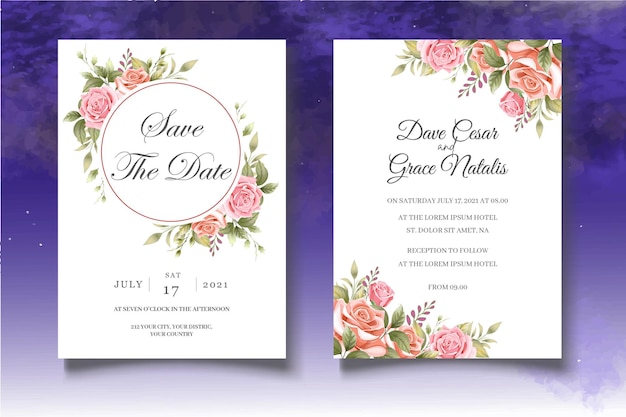 Modèle d'invitation de mariage botanique