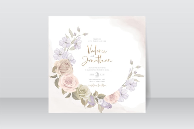 Modèle D'invitation De Mariage Avec Un Design De Fleur Rose