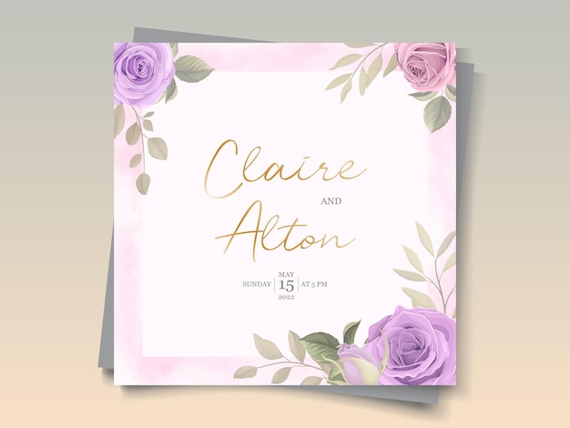 Modèle D'invitation De Mariage Dessiné à La Main Avec Thème Floral