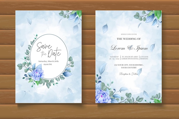 Modèle D'invitation De Mariage élégant Avec Une Belle Aquarelle Florale