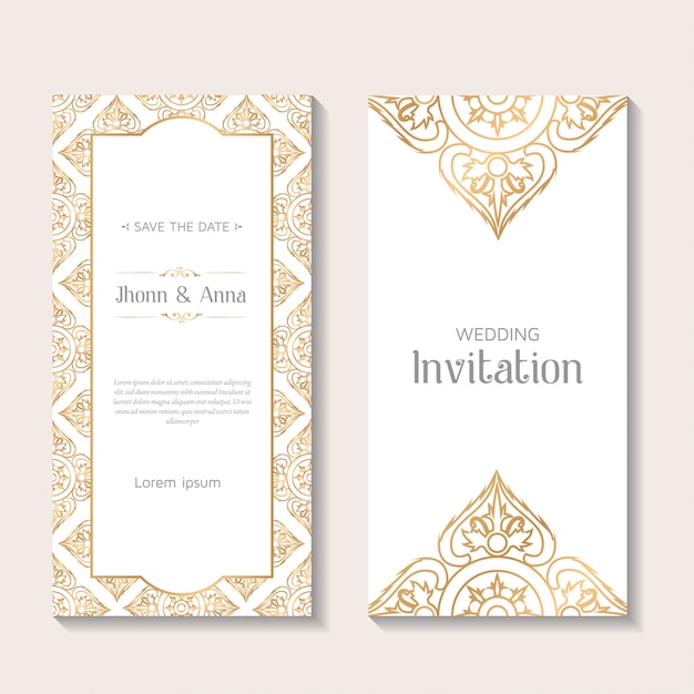 Vecteur modèle d'invitation de mariage élégant décoratif