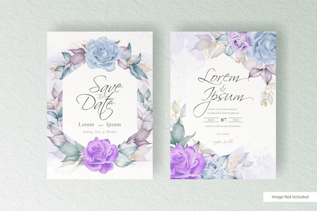 Modèle D'invitation De Mariage élégant Avec Fleur Aquarelle Et Feuilles