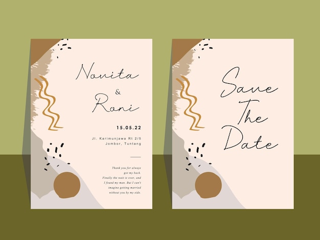 Modèle D'invitation De Mariage Esthétique Avec Style Abstrait