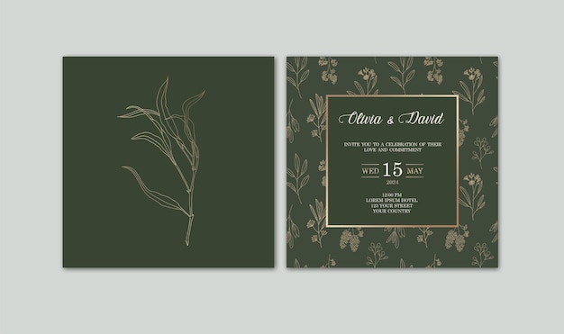 Modèle d'invitation de mariage avec des feuilles florales