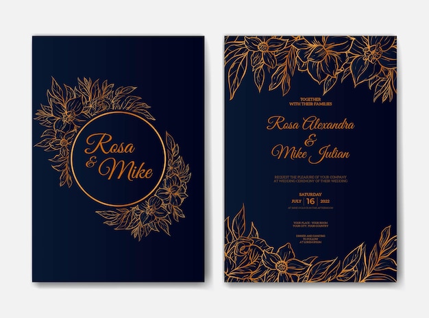 Modèle D'invitation De Mariage De Fleur De Contour élégant