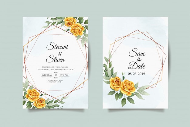 Modèle D'invitation De Mariage Avec Fleur D'or