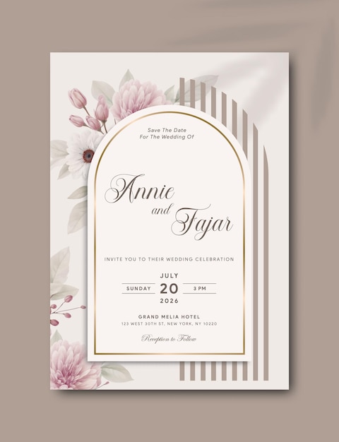 modèle d'invitation de mariage avec fleur