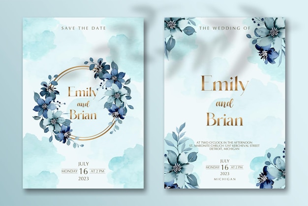 Modèle d'invitation de mariage avec fleur