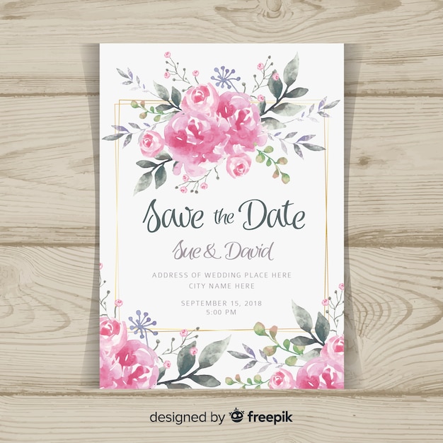 Vecteur modèle d'invitation de mariage avec des fleurs de pivoine