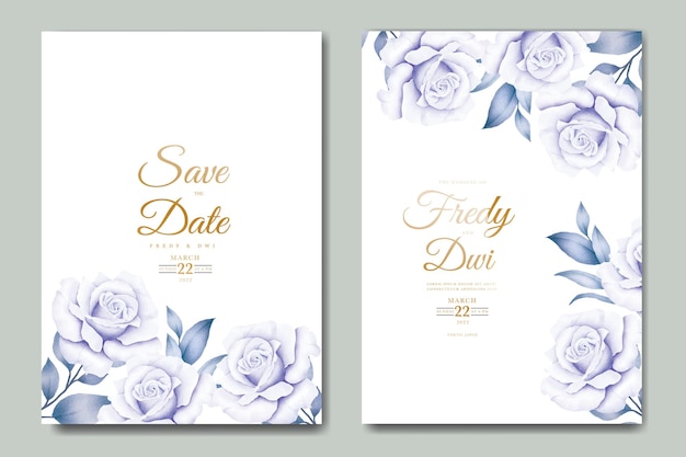 Modèle D'invitation De Mariage Floral Bleu élégant