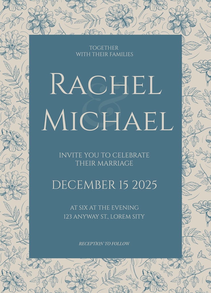 Vecteur modèle d'invitation de mariage floral conception de carte d'illustration vectorielle