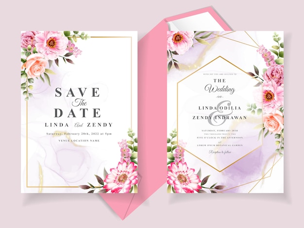 Modèle D'invitation De Mariage Floral élégant