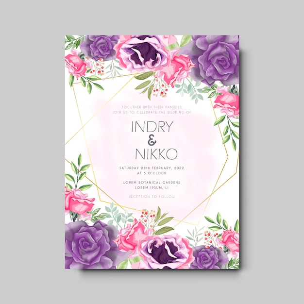 Modèle D'invitation De Mariage Avec Floral Magnifique Et élégant