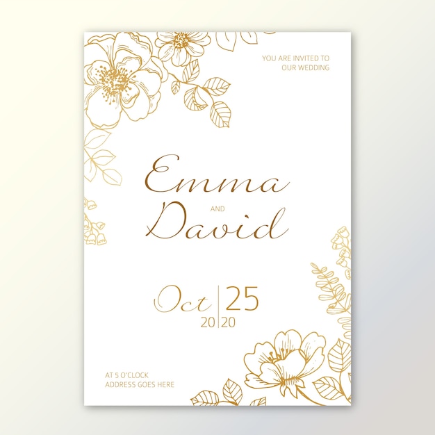 Modèle D'invitation De Mariage Floral Minimaliste élégant