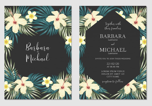 Modèle D'invitation De Mariage Floral Tropical