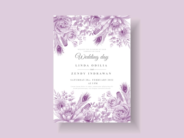 Modèle D'invitation De Mariage Floral Violet