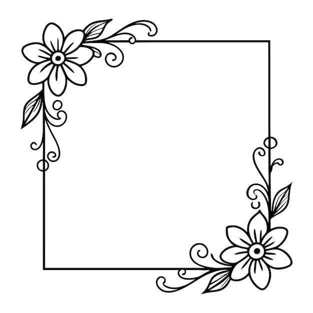 modèle d'invitation de mariage Frontière florale et cadre décoration de carte d'invitation de mariage florale
