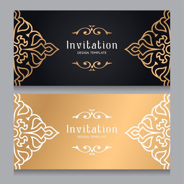 Modèle D'invitation De Mariage D'ornement De Luxe En Or, Ornements D'invitation De Carte De Voeux.