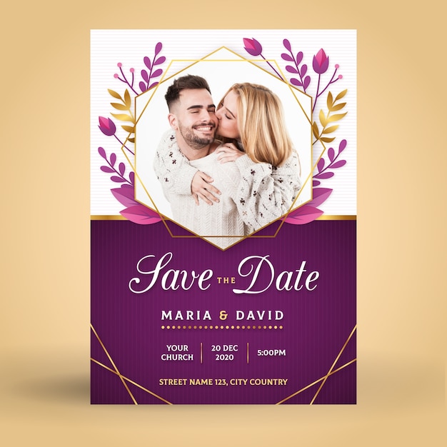 Modèle d'invitation de mariage avec photo
