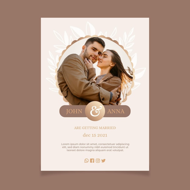 Modèle d'invitation de mariage avec photo