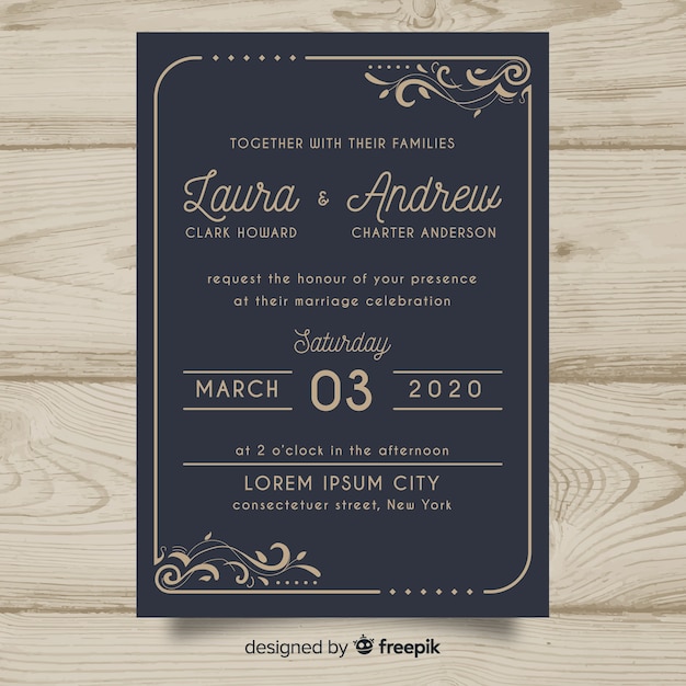 Modèle D'invitation De Mariage Rétro