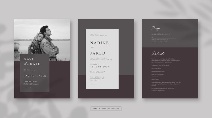 Vecteur modèle d'invitation de mariage romantique et minimaliste