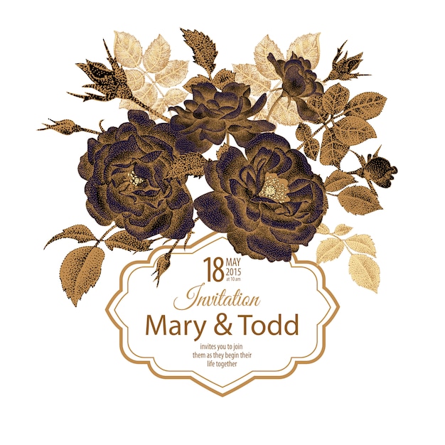 Modèle D'invitation De Mariage Avec Des Roses.