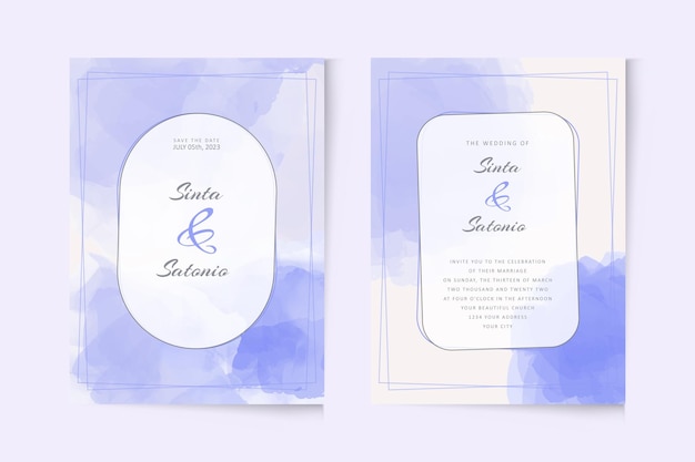 Modèle D'invitation De Mariage Violet Simple Aquarelle