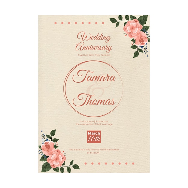 Vecteur modèle d'invitation de mariage