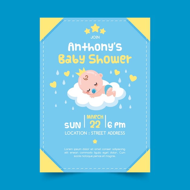 Modèle D'invitation Pour Douche De Bébé Garçon