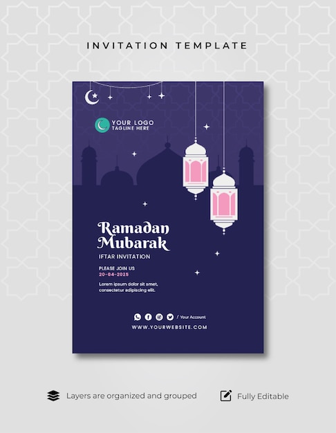 Modèle d'invitation de Ramadan islamique plat