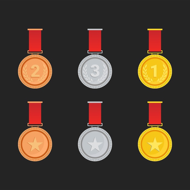 Modèle Isolé De Médaille D'or, D'argent Et De Bronze De Champion