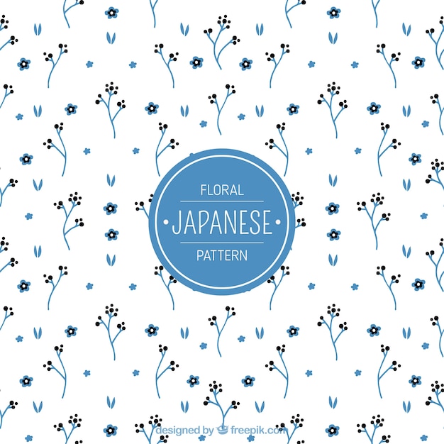 Modèle Japonais Avec Petites Fleurs Bleues