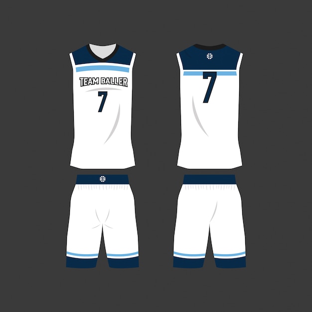 Modèle De Jersey De Basket-ball Blanc Et Bleu