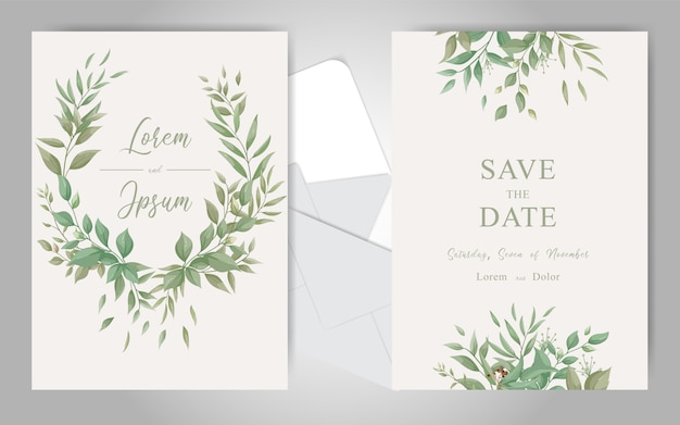 Modèle De Jeu De Cartes D'invitation De Mariage De Verdure