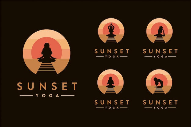 Modèle De Jeu De Logo Coucher De Soleil Yoga