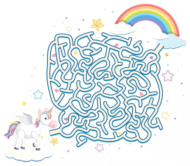 Modèle de jeu de puzzle Labyrinthe de Licorne