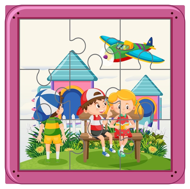 Modèle De Jeu De Puzzle Photo Pour Enfants