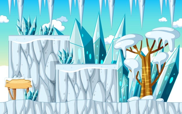 Modèle De Jeu Scène De Grotte De Glace