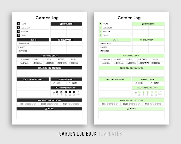 Vecteur modèle de journal de jardin