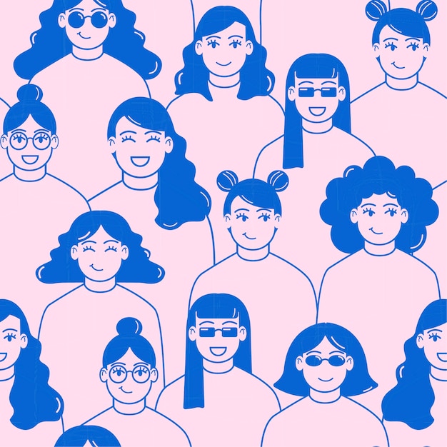 Modèle de journée des femmes avec des visages de femmes