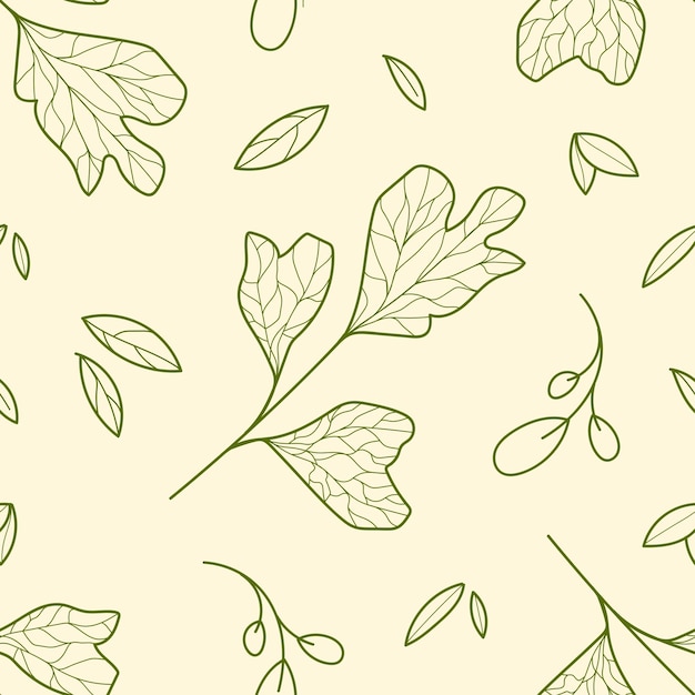 Modèle Léger Et Sans Couture De Branches Et De Feuilles D'élégance De Feuilles De Ginkgo Dans Un Style Art En Ligne