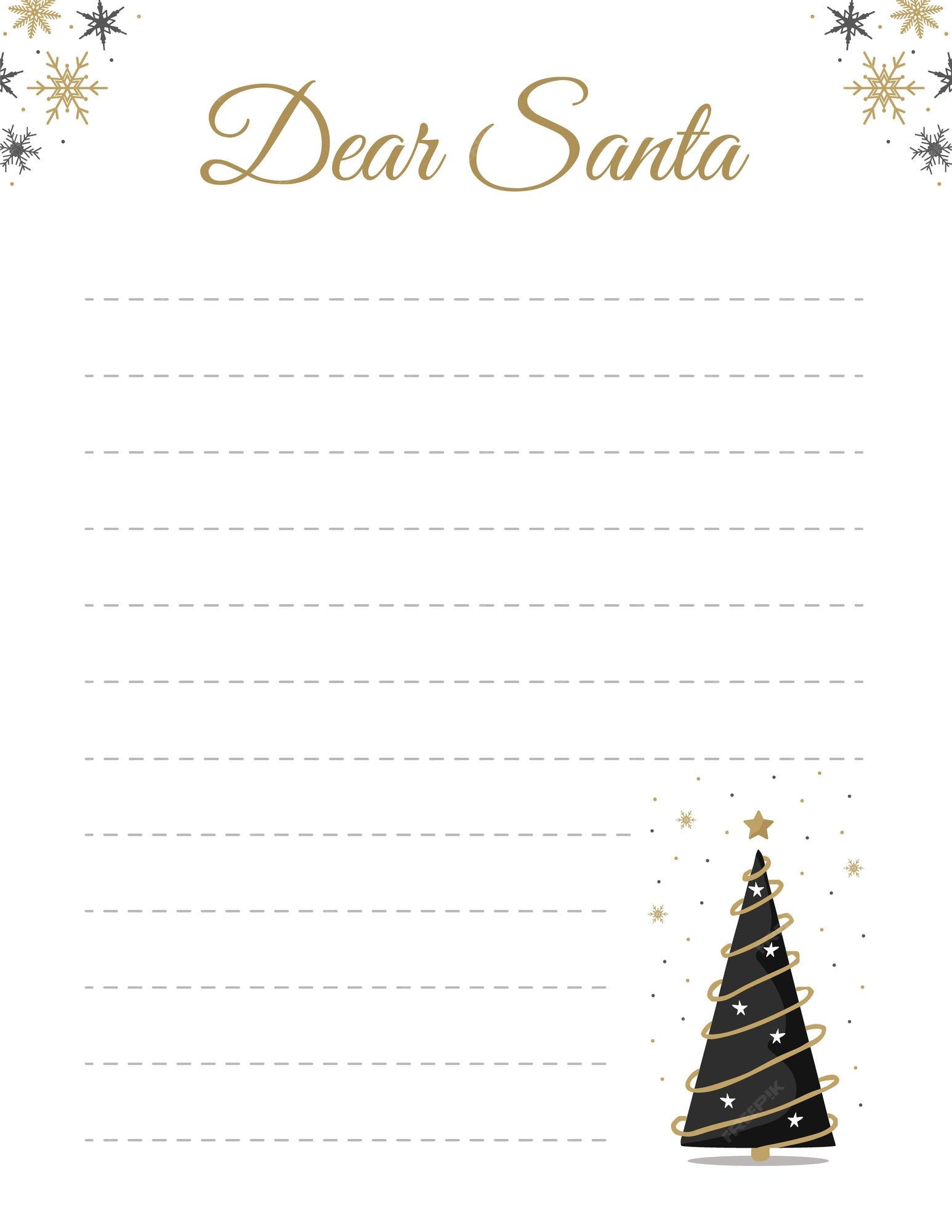 Modèle De Lettre Au Père Noël Mise En Page Avec Arbre De Noël Pour Les
