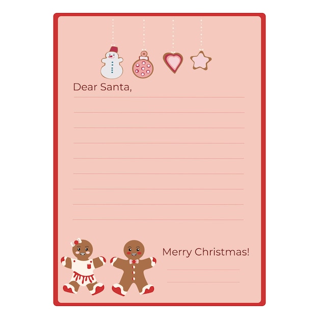 Modèle de lettre de Noël au père Noël Design plat Vecteur Premium