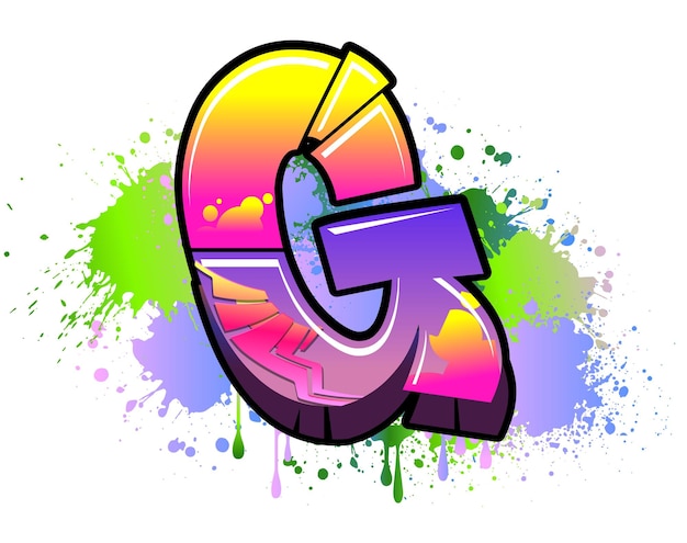 Vecteur modèle de lettres g pour les graffitis à peindre